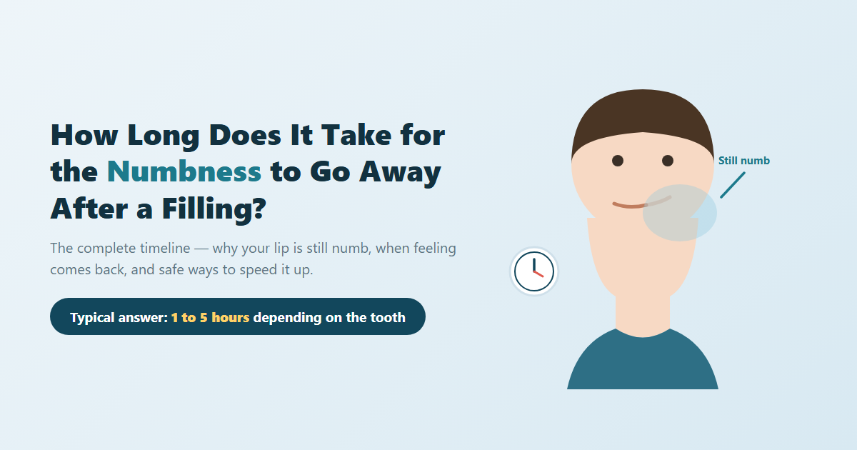 How long does it take for the numbness to go away after a filling — typical answer 1 to 5 hours