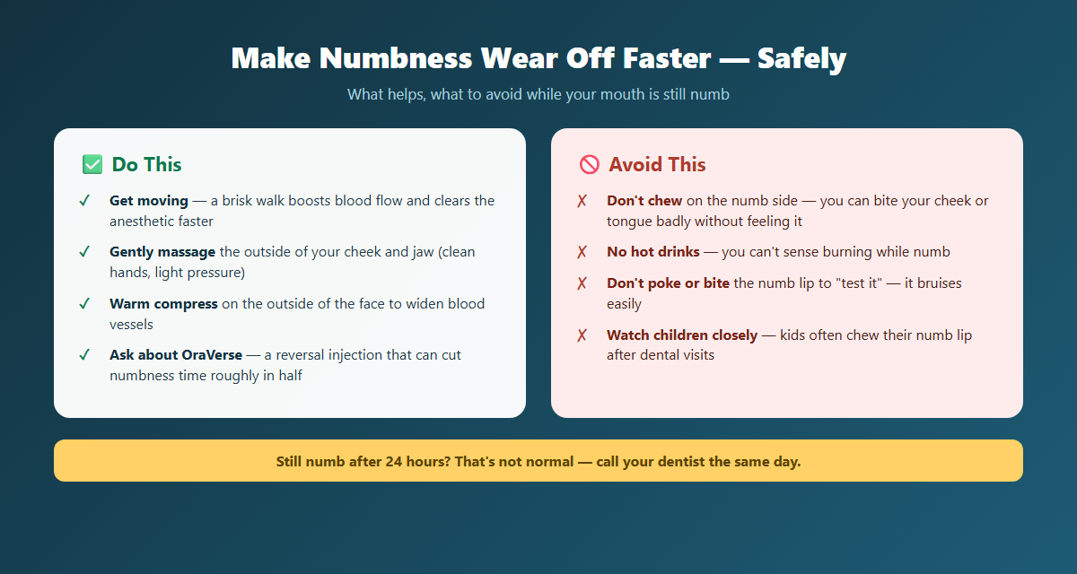 Safe ways to make dental numbness wear off faster after a filling and what to avoid while numb