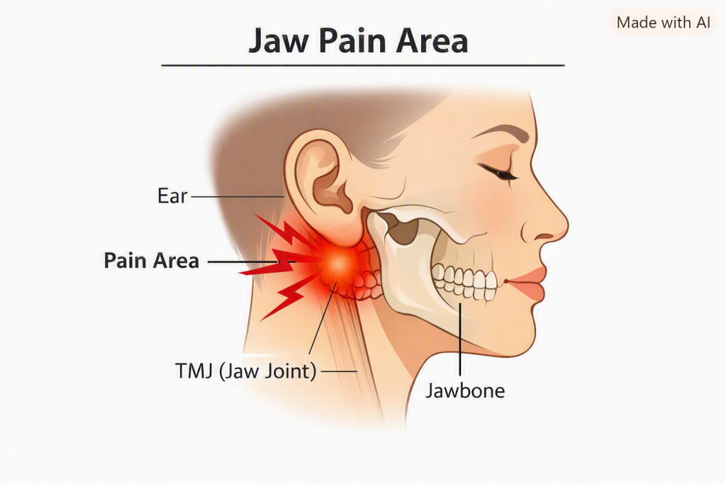 pain under ear behind jaw bone left side