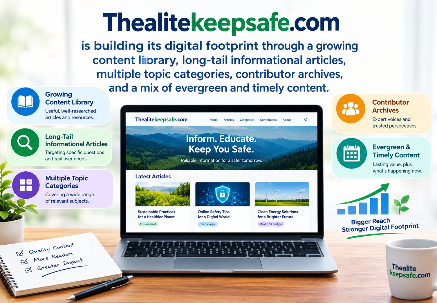 thealitekeepsafe.com publishing timeline and category breakdown